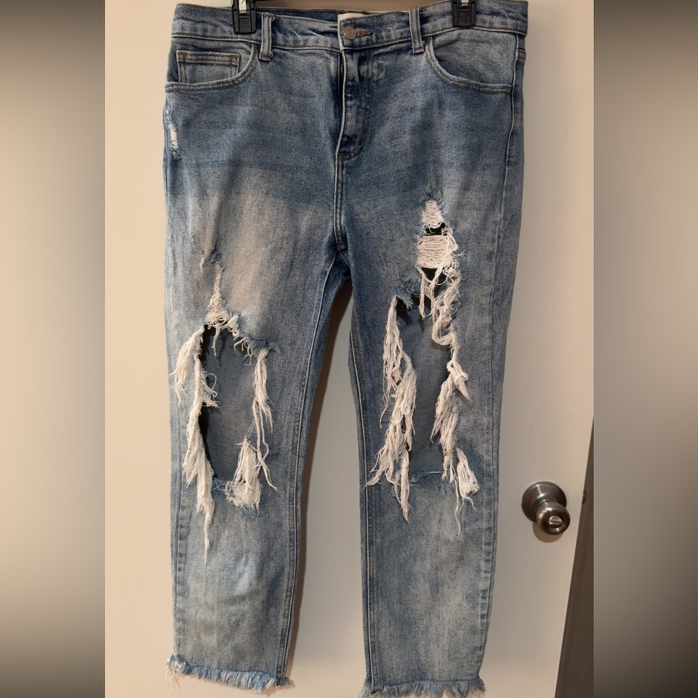 Cello Light Blue Distressed Boyfriend Jeans